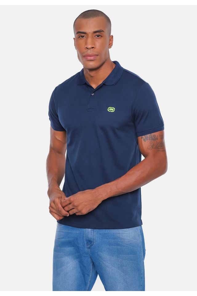 Camisa Polo Ecko Piquet Azul Marinho