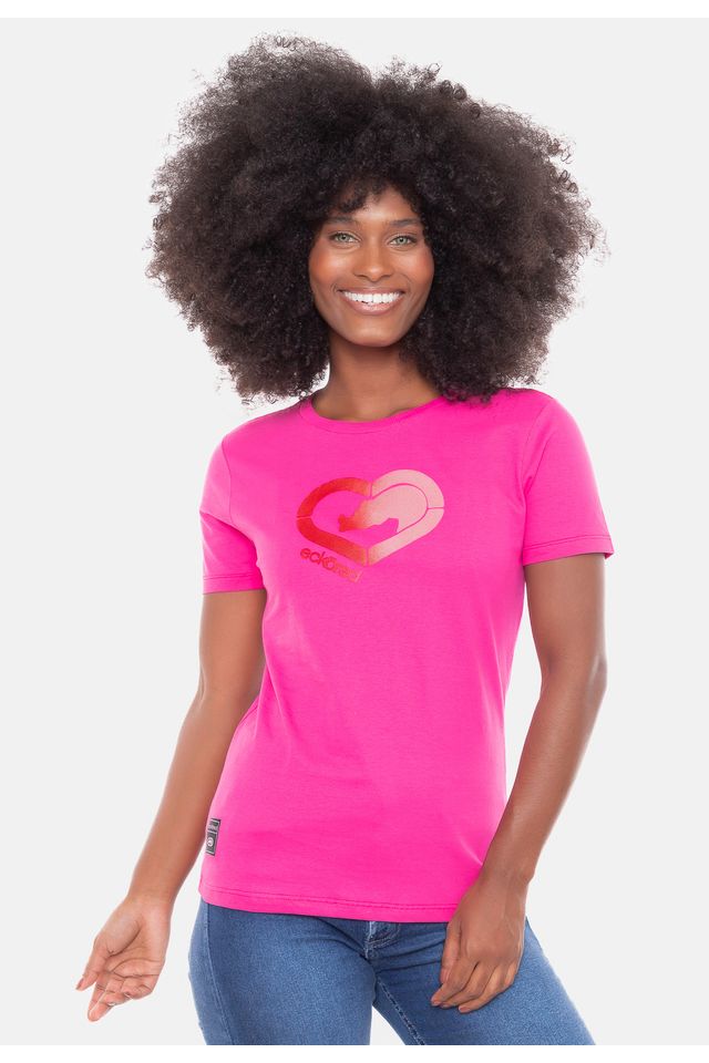 Camiseta Ecko Feminina Especial Heart Pink