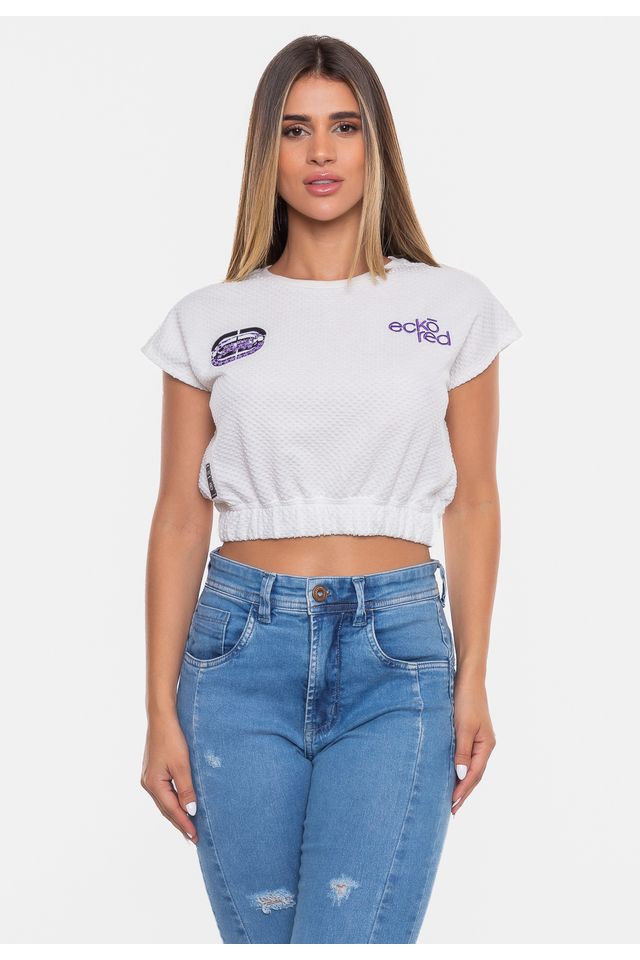 Cropped Ecko Feminina Elastic Off White