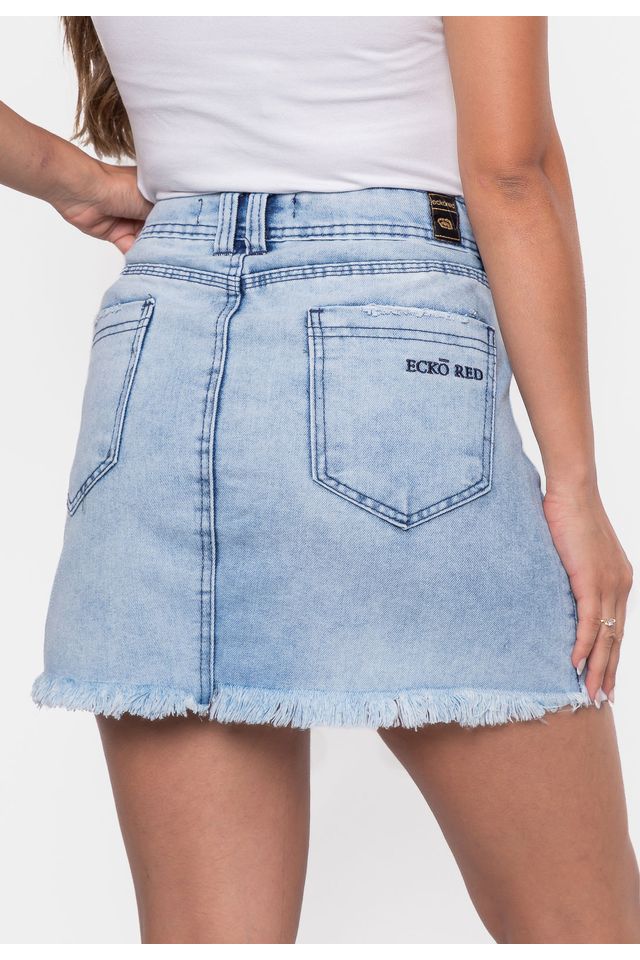 Saia Ecko Feminina Jeans Slim Azul