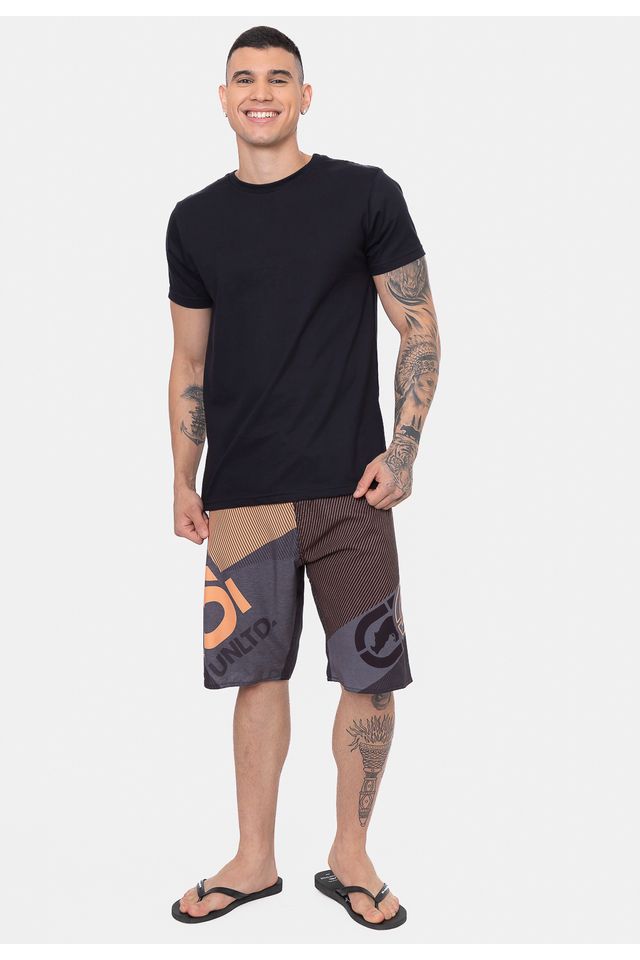 Boardshort Ecko Streets Preto e Laranja