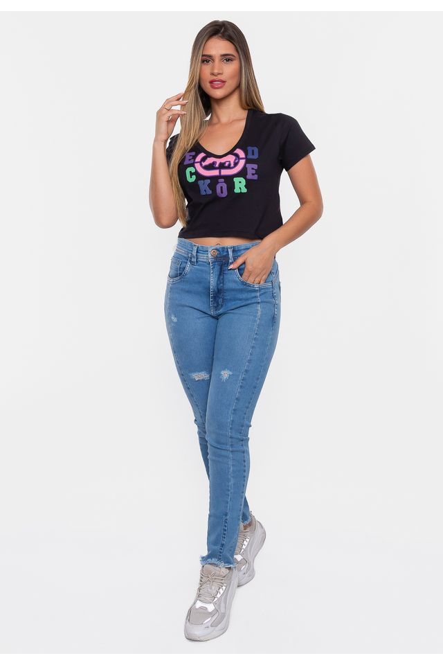 Camiseta Ecko Feminina Estampada Preta