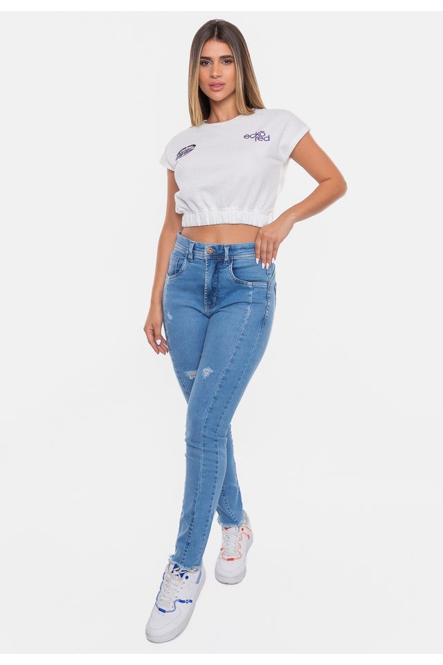 Cropped Ecko Feminina Elastic Off White