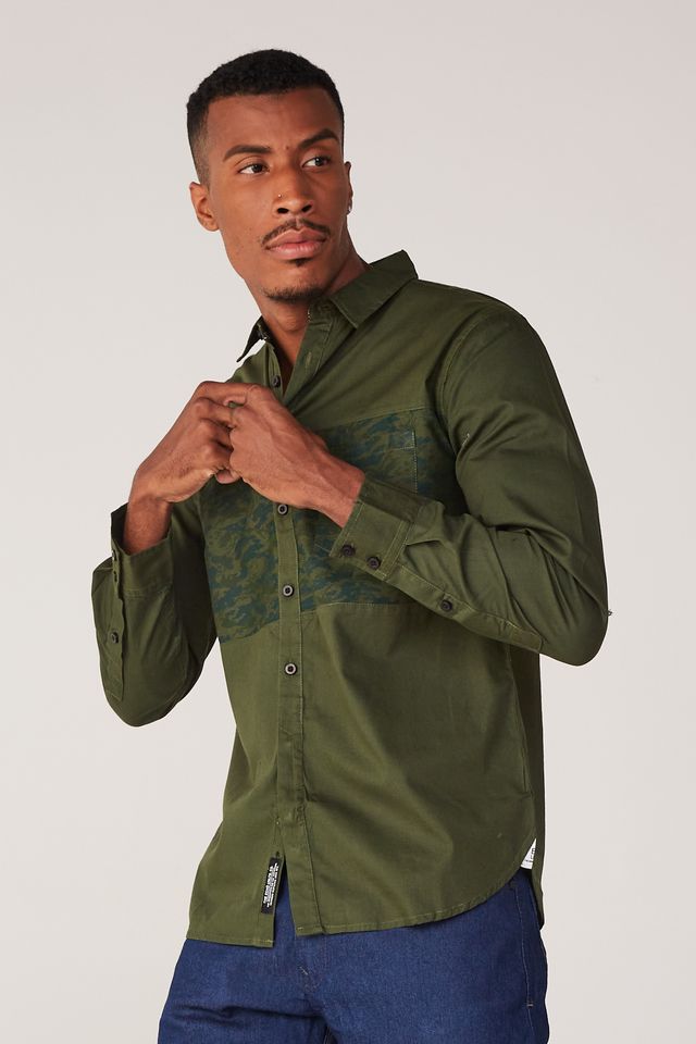 Camisa Ecko Manga Longa Verde