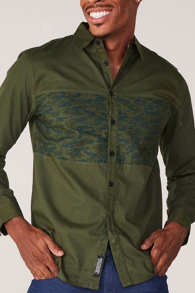 Camisa Ecko Manga Longa Verde