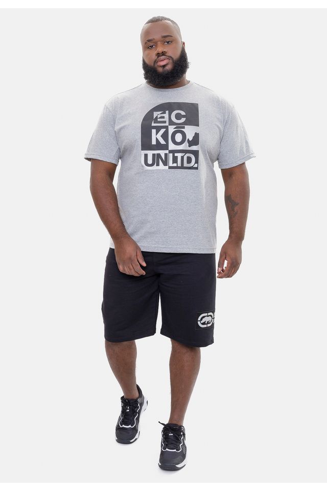 Bermuda Ecko Moletom Plus Size Zig Preta