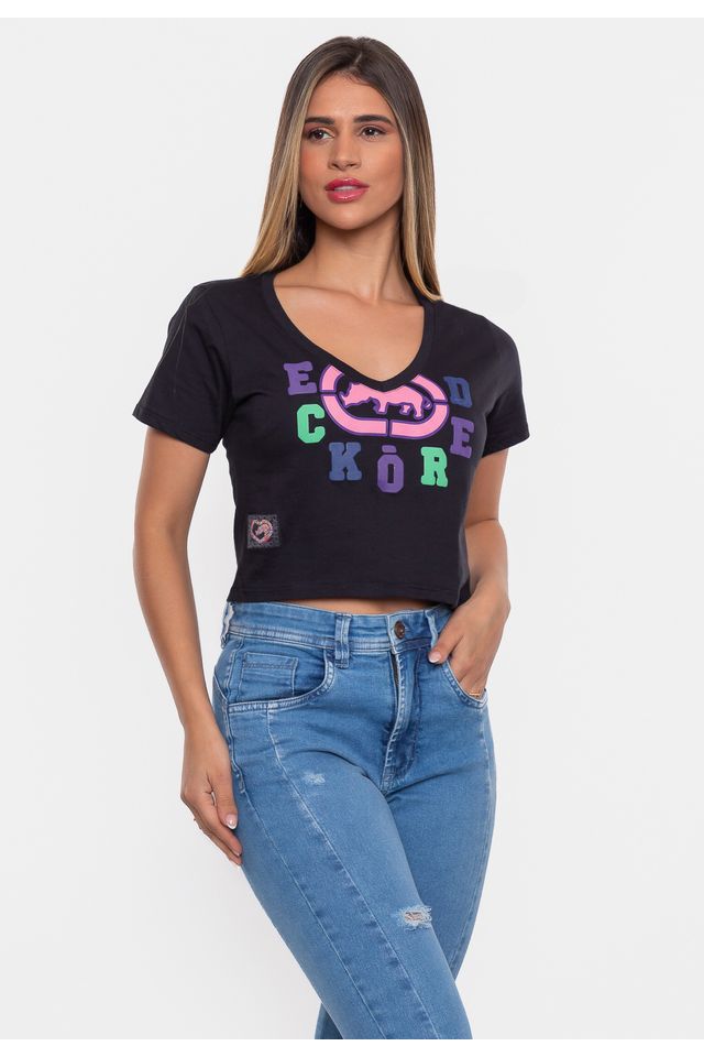 Camiseta Ecko Feminina Estampada Preta