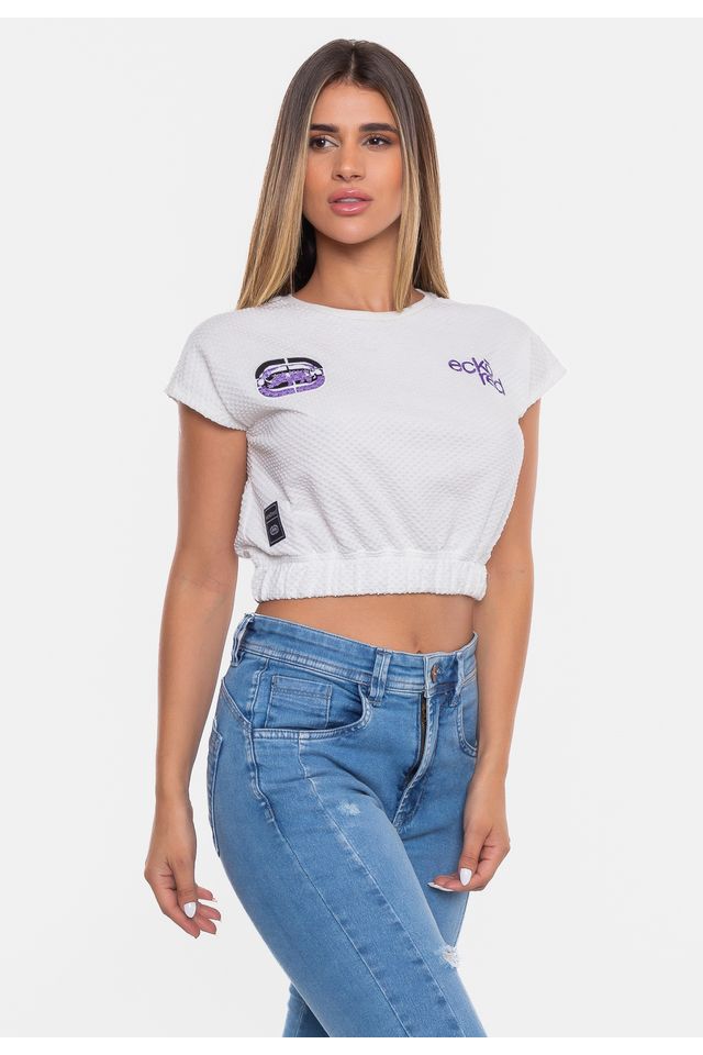 Cropped Ecko Feminina Elastic Off White