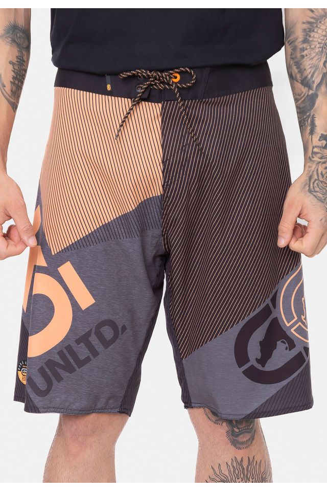 Boardshort Ecko Streets Preto e Laranja