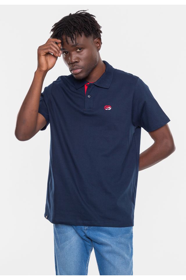 Camisa Polo Ecko Basica Azul Marinho