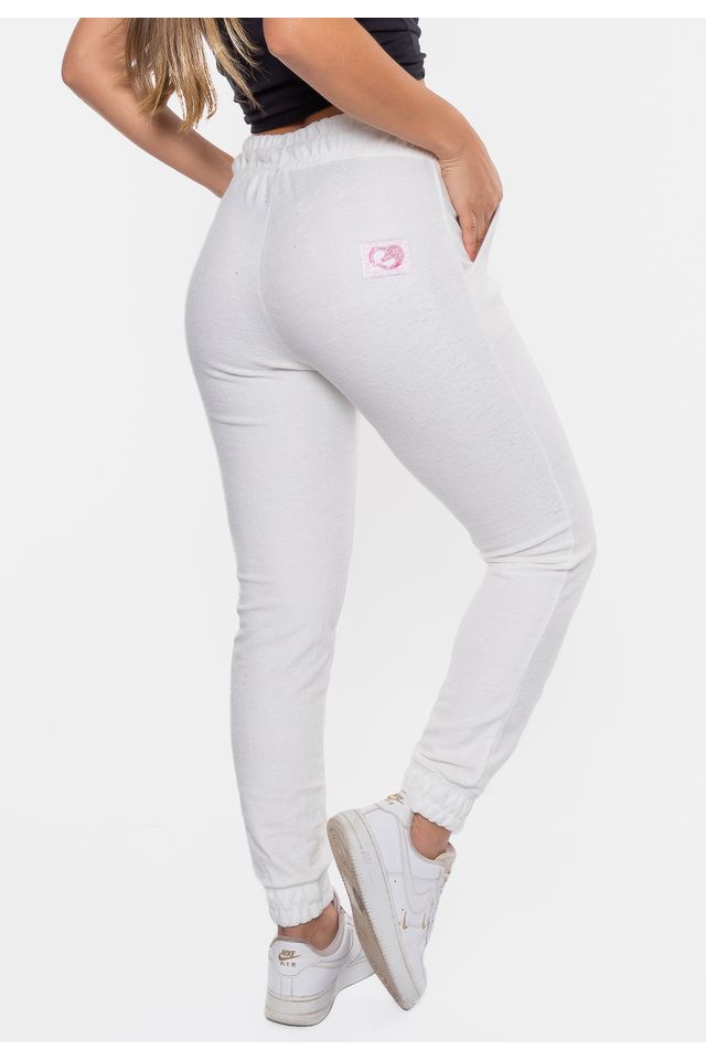 Calça Ecko Moletom Zip Off White