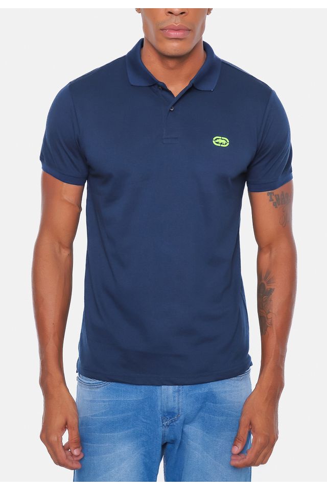 Camisa Polo Ecko Piquet Azul Marinho