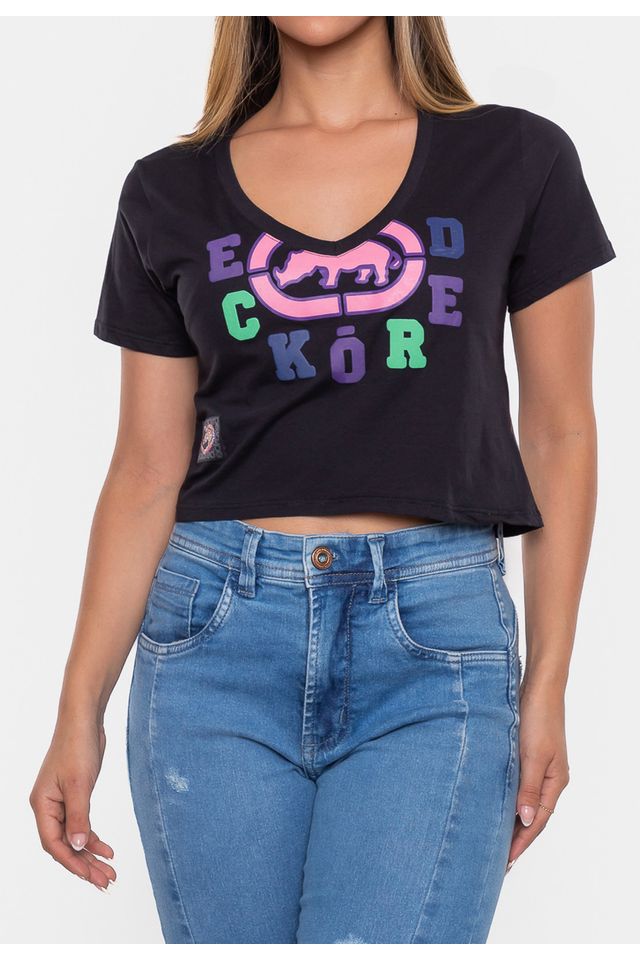 Camiseta Ecko Feminina Estampada Preta