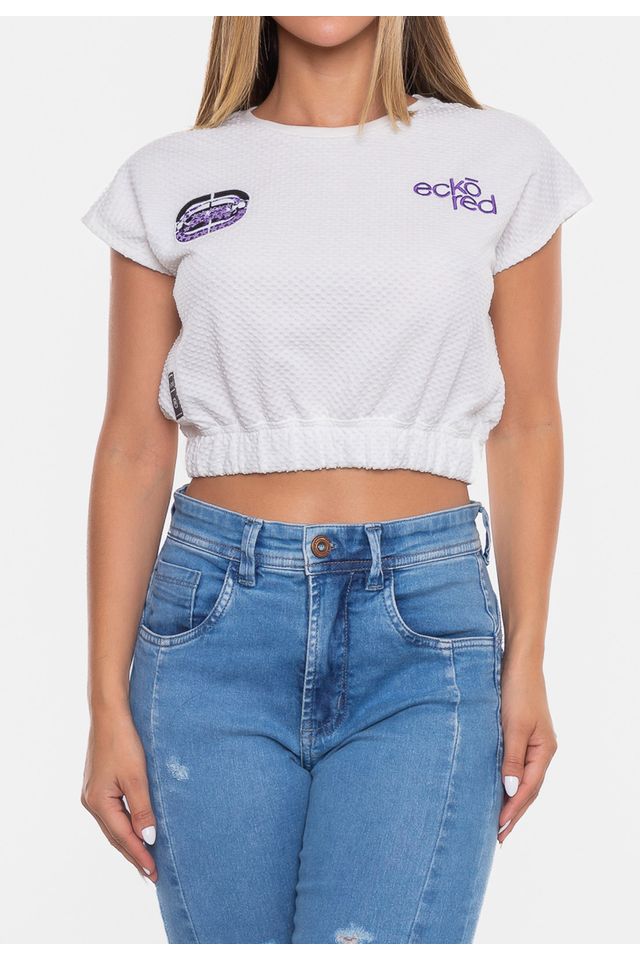 Cropped Ecko Feminina Elastic Off White