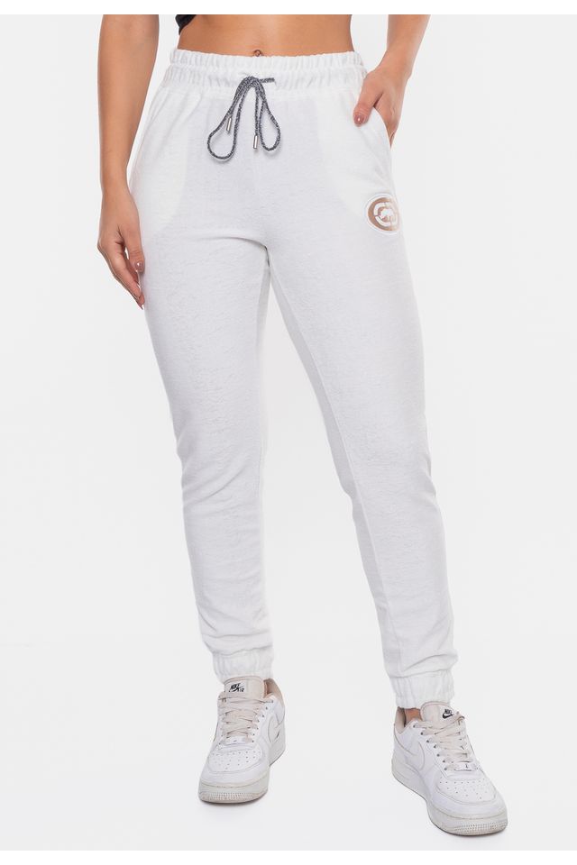 Calça Ecko Moletom Zip Off White