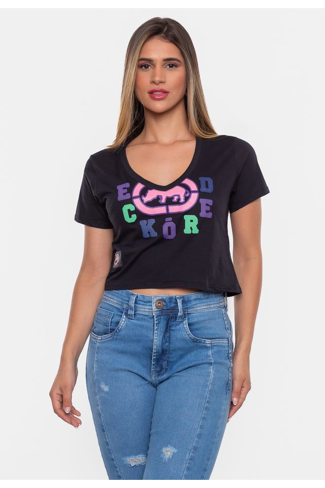 Camiseta Ecko Feminina Estampada Preta