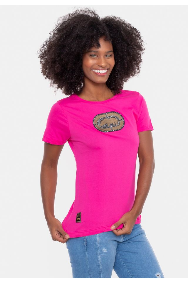 Camiseta Ecko Feminina Estampada Rosa Pink